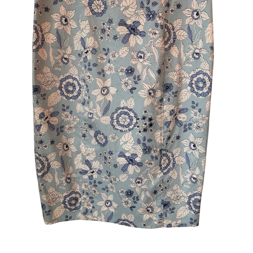 Brooks Brothers Blue and White Stretch Cotton Seersucker Floral Midi Dress, 4 - Picture 3 of 14